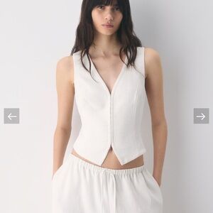 White V-Neck Sleeveless clasp Front Vest